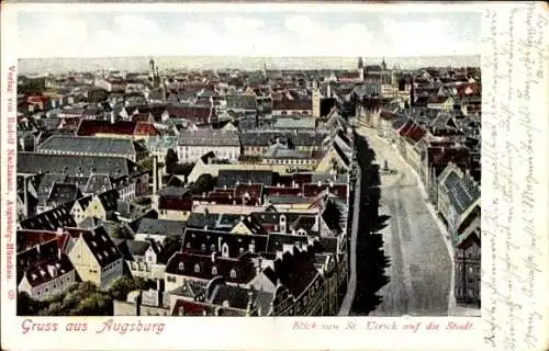 Ak Augsburg in Schwaben, Blick v. St. Ulrich auf die Stadt