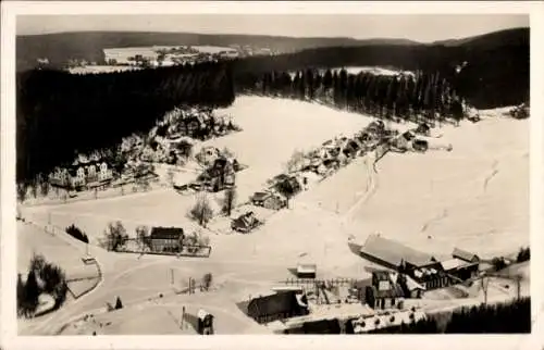 Ak Hahnenklee Bockswiese Goslar im Harz, Fliegeraufnahme, Winter