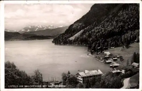 Ak Urfeld am Walchensee Kochel am See, Panorama, Wetterstein