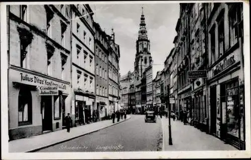 Ak Świdnica Schweidnitz Schlesien, Langstraße, Konditorei Julius Ditze