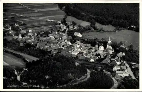 Ak Waldau in Thüringen, Fliegeraufnahme von der Ortschaft mit Umgebung