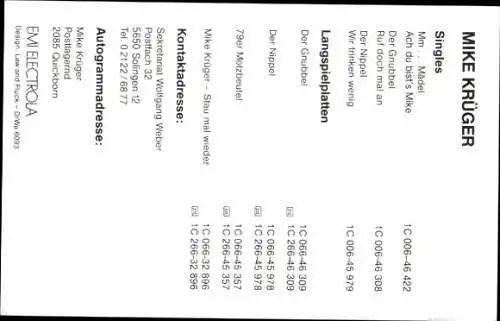 Ak Sänger Mike Krüger, Portrait, Autogramm