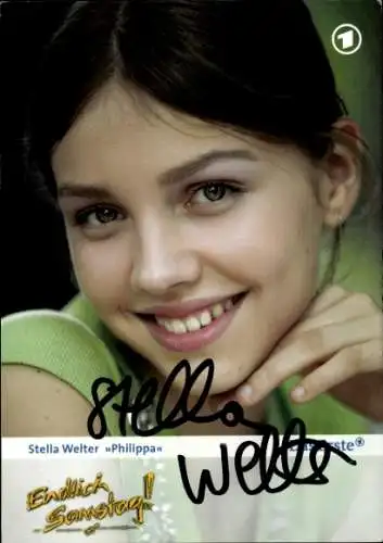 Ak Schauspielerin Stella Welter, Portrait, Serie Endlich Samstag, Rolle Philippa, Autogramm