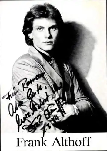 Ak Sänger Frank Althoff, Portrait, Autogramm