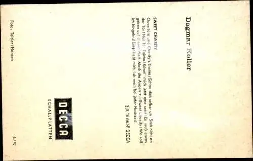 Ak Sängerin Dagmar Koller, Portrait, Autogramm