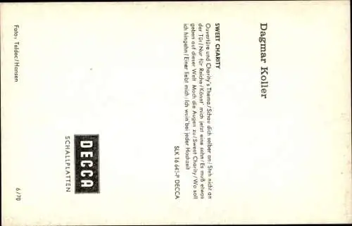 Ak Sängerin Dagmar Koller, Portrait, Autogramm