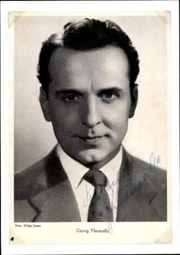 Ak Schauspieler Georg Thomalla, Portrait, Anzug, Krawatte, Autogramm