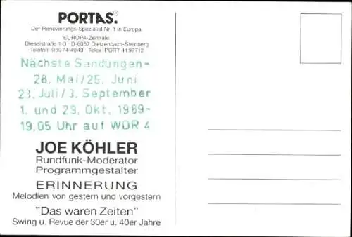 Ak Moderator Joe Köhler, Portrait, Autogramm