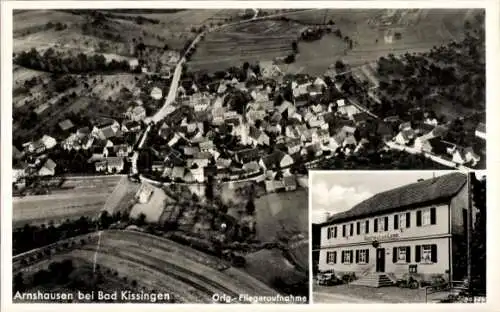 Ak Arnshausen Bad Kissingen Unterfranken Bayern, Fliegeraufnahme, Gasthaus zum Lamm
