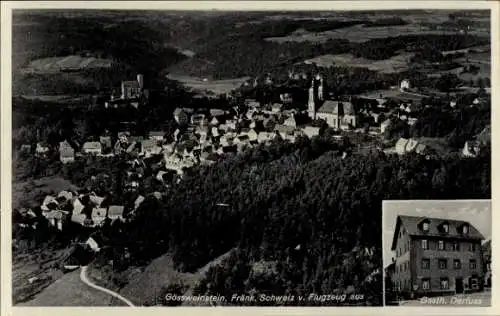 Ak Gößweinstein in Oberfranken, Fliegeraufnahme, Gasthaus Derfluss