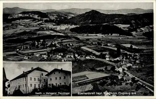 Ak Eberhardsreuth Schönberg im Bayerischen Wald, Luftaufnahme, Gasthaus M. Pleintinger