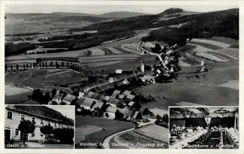 Ak Waldeck Kemnath in der Oberpfalz, Luftaufnahme, Gasthaus z. Hirschen, Gasträume