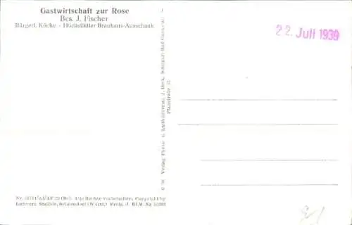 Ak Lauf in Baden Schwarzwald?, Gastwirtschaft zur Rose, Luftaufnahme