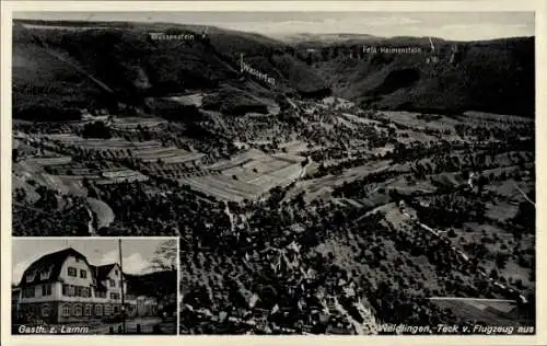 Ak Neidlingen an der Teck Baden Württemberg, Luftbild, Gasthaus zum Lamm