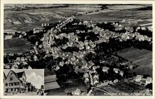 Ak Bonlanden Filderstadt in Württemberg, Fliegeraufnahme, Gasthaus z. Hirsch