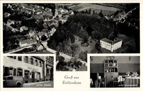 Ak Eichtersheim im Kraichgau Baden, Fliegeraufnahme, Kaffee Steidel, Innenansicht