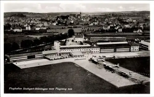 Ak Stuttgart-Böblingen in Württemberg, Fliegeraufnahme, Flughafen