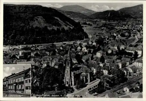 Ak Schopfheim in Baden, Fliegeraufnahme, Z. Löwenbräu