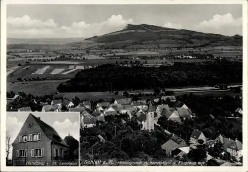 Ak Schlatt am Randen Hilzingen im Hegau, Luftbild, Geschäft von St. Lehmann