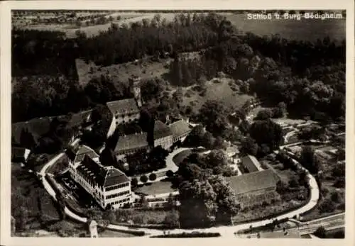 Ak Bödigheim Buchen im Odenwald Baden, Fliegeraufnahme, Schloss und Burg