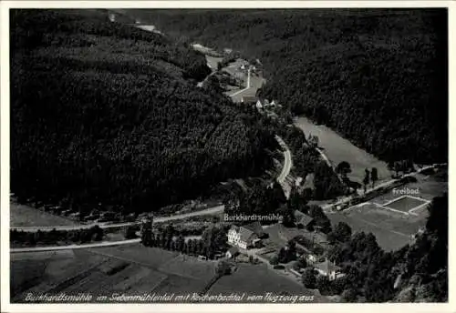 Ak Waldenbuch in Württemberg, Fliegeraufnahme, Restaurant Burkhardtsmühle, Reichenbachtal