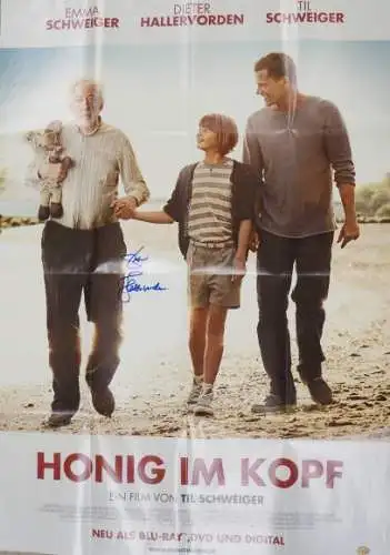 Ak Schauspieler Dieter Hallervorden, Til Schweiger, Emma Schweiger, Honig im Kopf, Autogramm