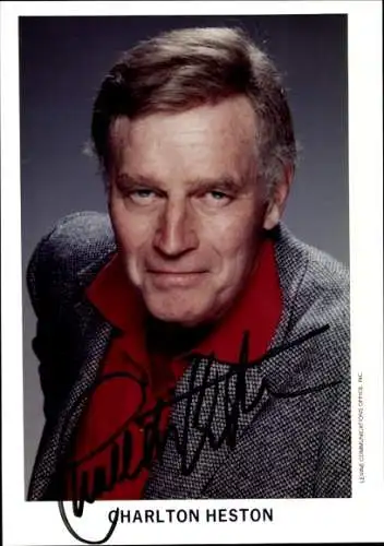 Ak Schauspieler Charlton Heston, Portrait, Autogramm