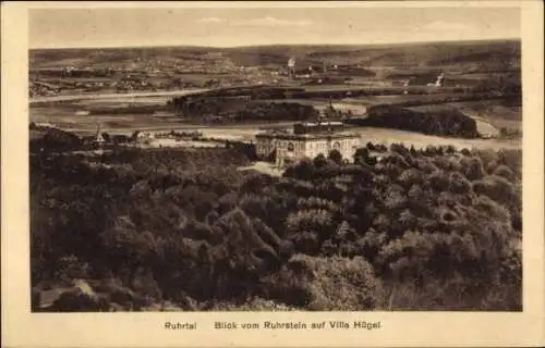 Ak Bredeney Essen im Ruhrgebiet, Villa Hügel, Blick vom Ruhrstein