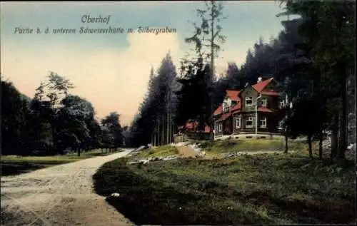 Ak Oberhof im Thüringer Wald, untere Schweizerhütte, Silbergraben, Teilansicht