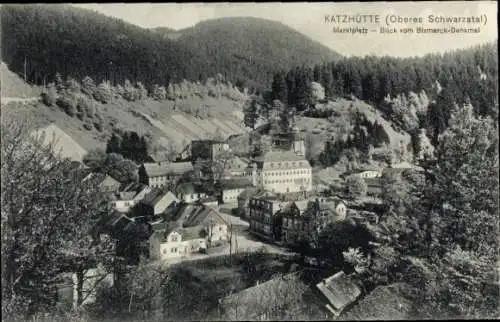 Ak Katzhütte im Schwarzatal, Marktplatz, Blick vom Bismarckdenkmal