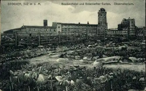 Ak Brocken im Harz, Brockenturm, Brockenhotel, Botanischer Garten, Observatorium