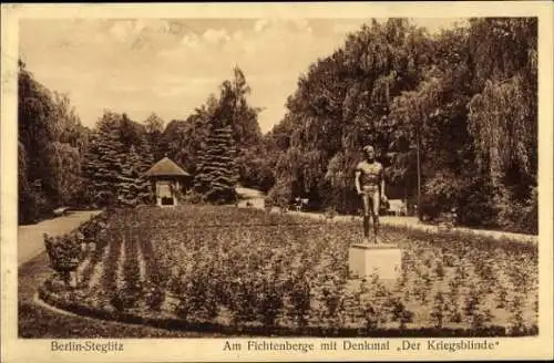 Ak Berlin Steglitz, Fichtenberge, Teilansicht, Denkmal der Kriegsblinde