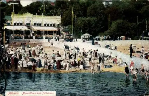 Ak Hamburg Ottensen Neumühlen, Strandleben mit Fährhaus