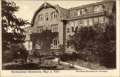 Ak Südstrand Wyk auf Föhr Nordfriesland, Nordsee-Sanatorium Kurhaus