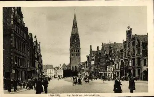 Ak Lüneburg in Niedersachsen, Am Sande mit Johanniskirche