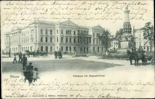 Ak Hamburg Altona, Rathaus, Siegesdenkmal