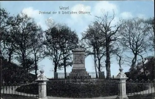 Ak Wesel am Niederrhein, Denkmal II Schillschen Offiziere