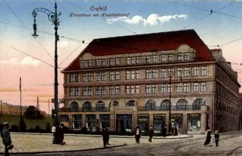 Ak Krefeld am Niederrhein, Hansahaus, Hauptbahnhof