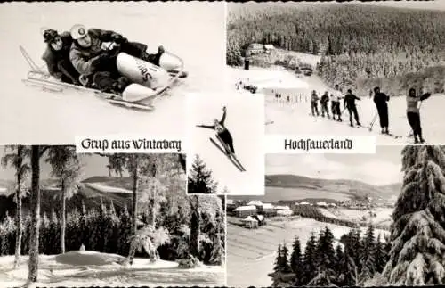Ak Winterberg Hochsauerland, Bobfahrer, Skiläufer, Wintersport