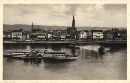 Ak Neuwied am Rhein, Gesamtansicht, Schiff, Boot