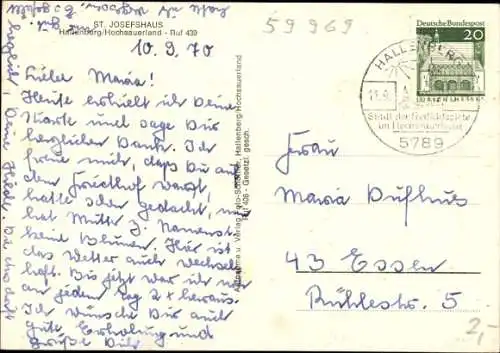 Ak Hallenberg im Sauerland, Totalansicht, St. Josefshaus