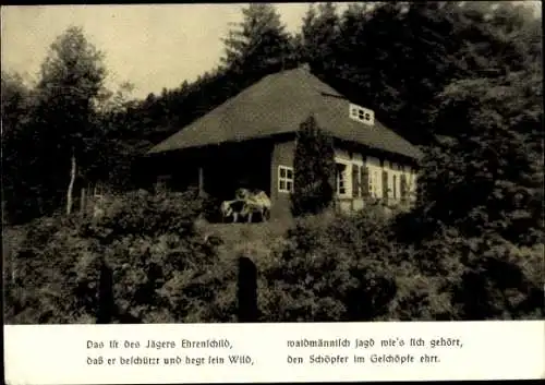 Ak Liesen Hallenberg Sauerland, Jagdhaus Schmolz, Spruch