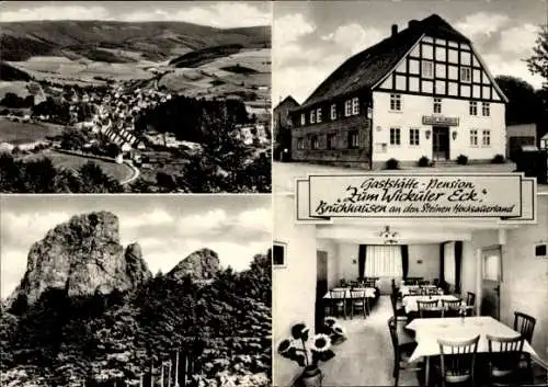 Ak Bruchhausen an den Steinen Olsberg im Sauerland, Gaststätte zum Wicküler Eck, Gastraum, Panorama