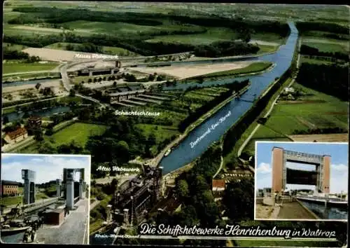 Ak Oberwiese Waltrop Ruhrgebiet, Schiffshebewerk Henrichenburg, Dortmund-Ems-Kanal, Schachtschleuse