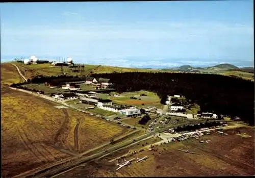 Ak Poppenhausen an der Wasserkuppe Rhön, Segelflugschule, Fliegeraufnahme, Panorama