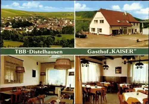 Ak Distelhausen Tauberbischofsheim Main Tauber Kreis, Gasthof Kaiser, Panorama, Gastraum