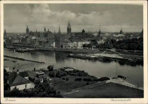 Ak Hansestadt Bremen, Gesamtansicht, Schiffe, Hotel und Restaurant Deutsches Haus