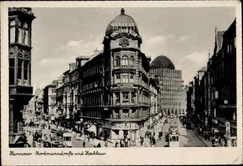 Ak Hannover in Niedersachsen, Nordmannstraße und Hochhaus, Straßenbahn Linie 29