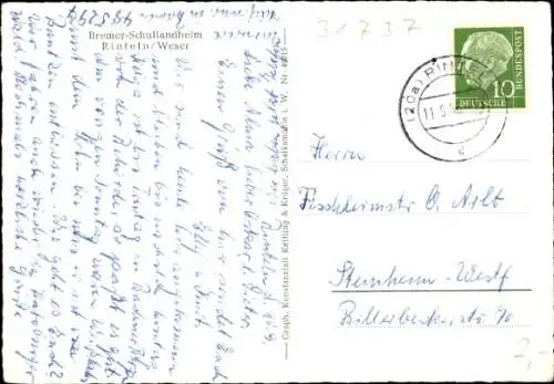 Ak Rinteln an der Weser, Bremer Schullandheim, Teilansicht, Turm