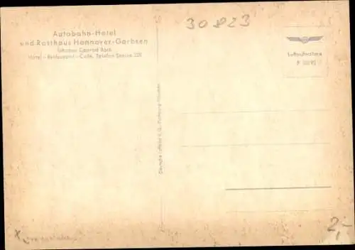 Ak Garbsen in Niedersachsen, Autobahn-Hotel und Rasthaus Hannover Garbsen
